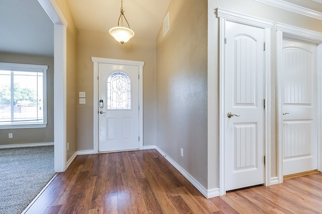 entrance foyer with wood-type flooring