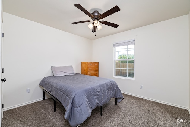 bedroom with carpet flooring and ceiling fan