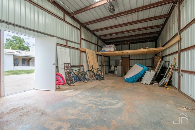 garage featuring metal wall