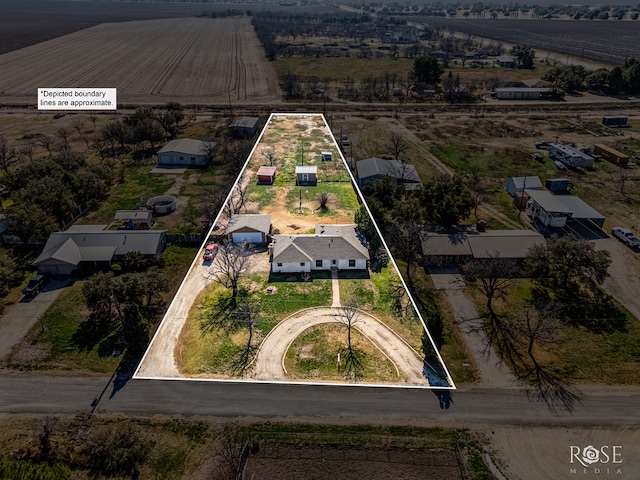 bird's eye view featuring a rural view