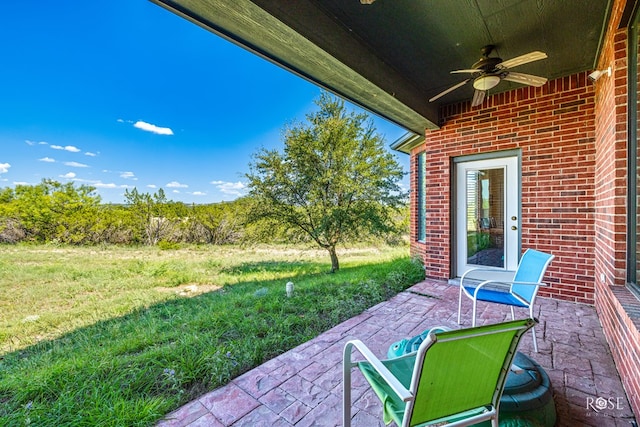 view of patio / terrace with a ceiling fan