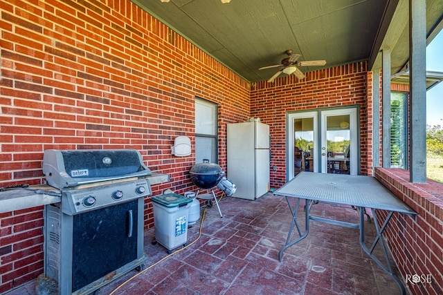 view of patio / terrace featuring ceiling fan and area for grilling