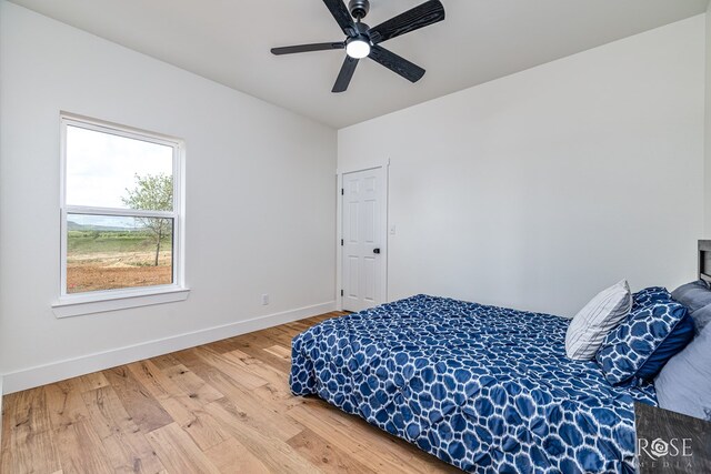 9401 Collett Rd, Robert Lee, TX 76945 - bedroom with wood finished floors and ceiling fan