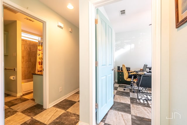 3067 Champions Cir, San Angelo, TX 76904 - hall featuring an office area and recessed lighting