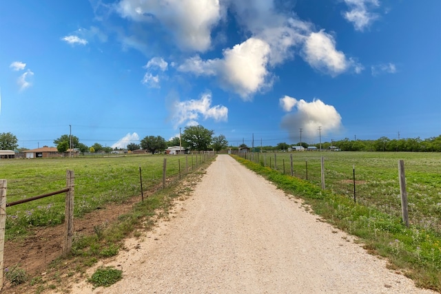 view of road with a rural view