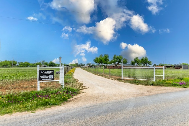 view of road with a rural view
