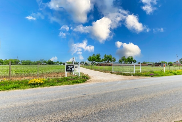 view of road featuring a rural view