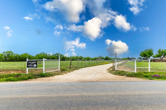 view of street featuring a rural view and driveway