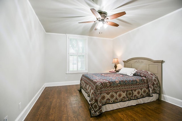 5413 Bent Oak Ct, San Angelo, TX 76904 - bedroom with wood finished floors, baseboards, ornamental molding, and a ceiling fan