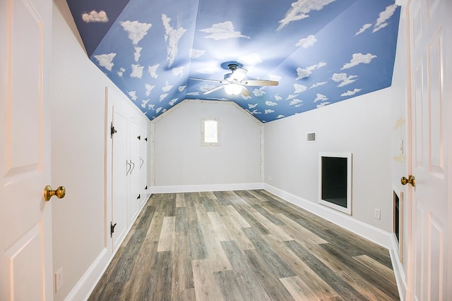 5413 Bent Oak Ct, San Angelo, TX 76904 - bonus room featuring wood finished floors, lofted ceiling, baseboards, and a ceiling fan