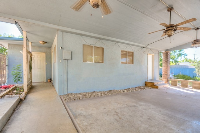 view of patio with ceiling fan