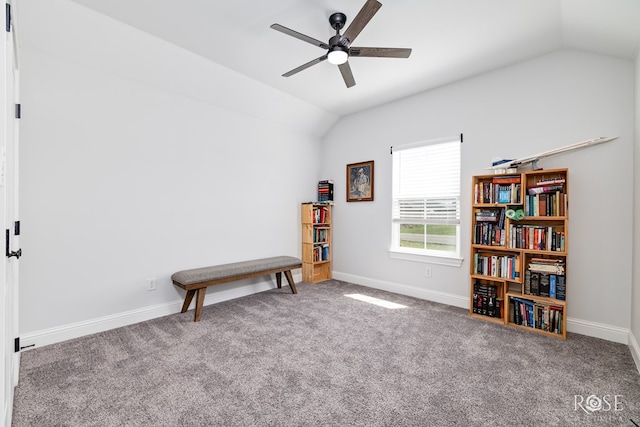 2846 Ricks Dr, San Angelo, TX 76905 - miscellaneous room featuring vaulted ceiling, ceiling fan, and carpet floors