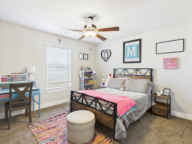 8353 Chad Rd, San Angelo, TX 76957 - bedroom with carpet floors, baseboards, and a ceiling fan