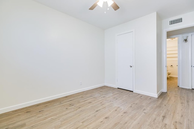 326 River Oaks St, San Angelo, TX 76903 - unfurnished bedroom featuring light wood-style floors, baseboards, and ceiling fan