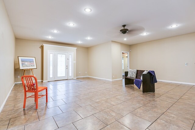 2526 Harvard Ave, San Angelo, TX 76904 - unfurnished room featuring recessed lighting, ceiling fan, baseboards, and light tile patterned floors