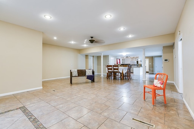 2526 Harvard Ave, San Angelo, TX 76904 - living area featuring recessed lighting, ceiling fan, and baseboards