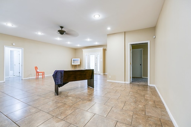 2526 Harvard Ave, San Angelo, TX 76904 - rec room featuring a ceiling fan, baseboards, and recessed lighting