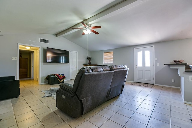 2458 Fishermans Rd, San Angelo, TX 76904 - living area featuring light tile patterned floors, a ceiling fan, and baseboards