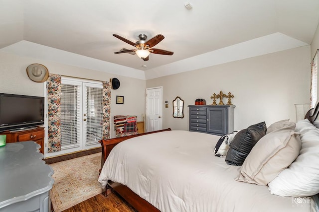 4917 Bermuda Dr, San Angelo, TX 76904 - bedroom with wood finished floors, access to exterior, french doors, and ceiling fan
