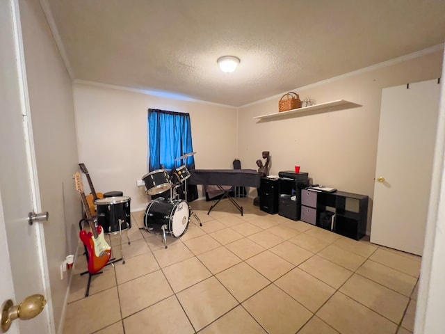 417 E 47th St, San Angelo, TX 76903 - office space with crown molding, a textured ceiling, and light tile patterned floors