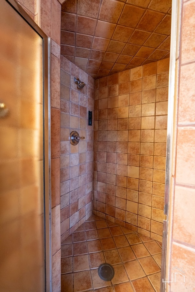 bathroom with a shower stall