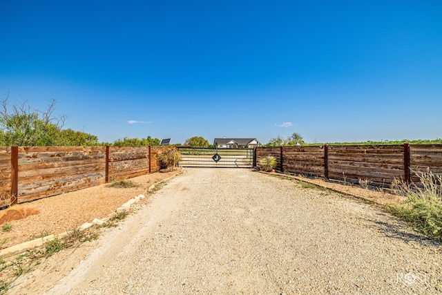 view of street with a rural view