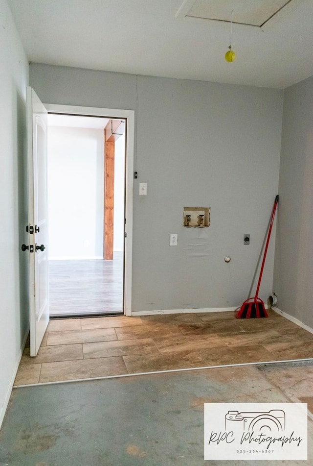 laundry room with electric dryer hookup and hookup for a washing machine