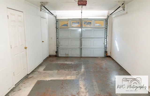 garage with a garage door opener