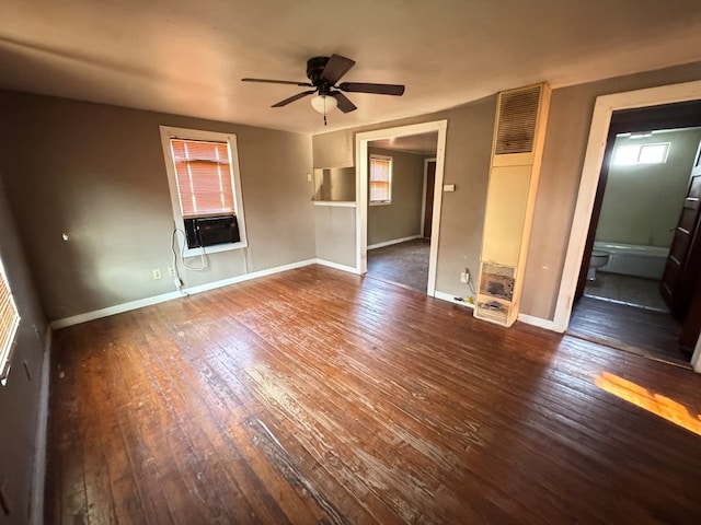 1829 Spaulding St, San Angelo, TX 76903 - unfurnished room featuring a heating unit, a ceiling fan, wood-type flooring, cooling unit, and baseboards