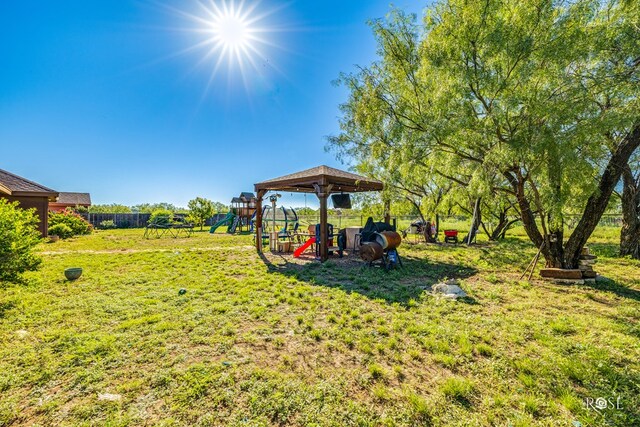 view of yard with a playground