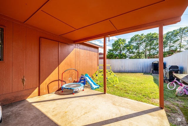 view of patio with a fenced backyard