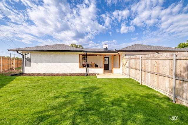 3610 Southland Blvd, San Angelo, TX 76904 - back of property featuring a patio, stucco siding, and a chimney