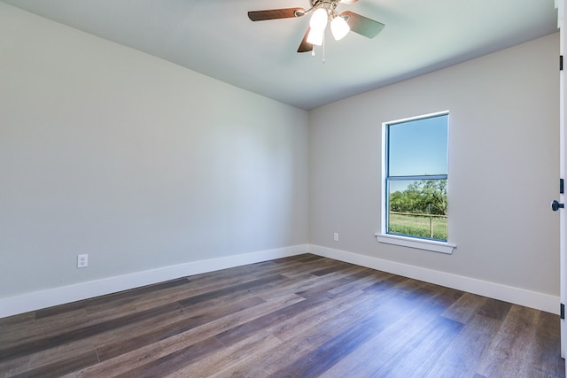 5001 Fm 2333, Bronte, TX 76933 - spare room with baseboards, dark wood-style floors, and ceiling fan