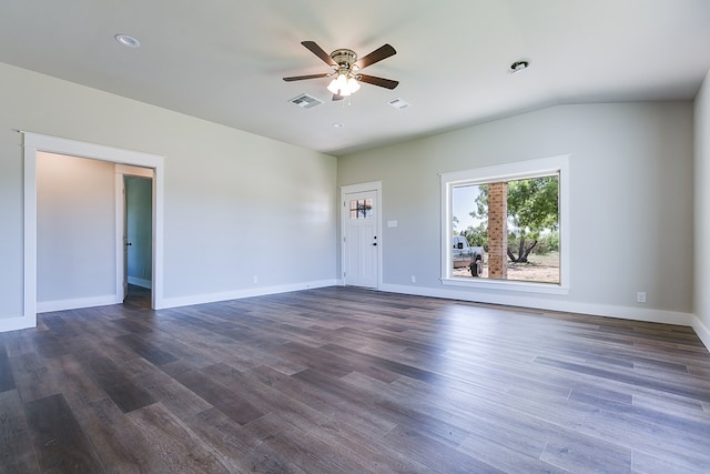 5001 Fm 2333, Bronte, TX 76933 - unfurnished living room featuring a ceiling fan, dark wood finished floors, and baseboards