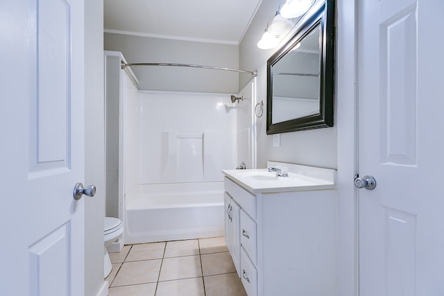 full bathroom featuring tile patterned flooring, toilet, vanity, and bathtub / shower combination