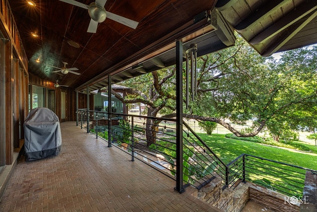 1703 Christoval Rd, San Angelo, TX 76903 - view of patio / terrace with ceiling fan and area for grilling