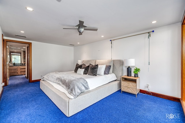 1703 Christoval Rd, San Angelo, TX 76903 - carpeted bedroom featuring recessed lighting, baseboards, and ceiling fan