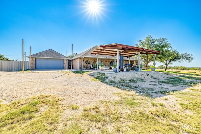 exterior space with a garage