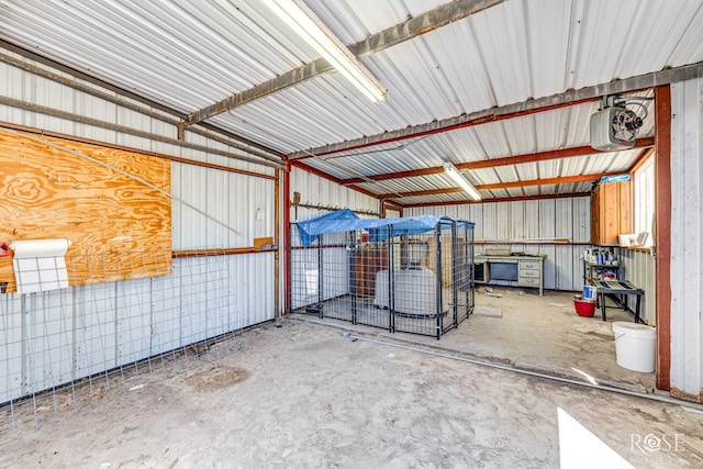 garage featuring metal wall