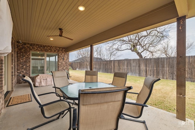 view of patio with ceiling fan