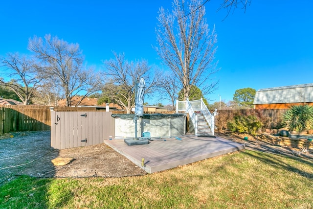 view of yard featuring a deck