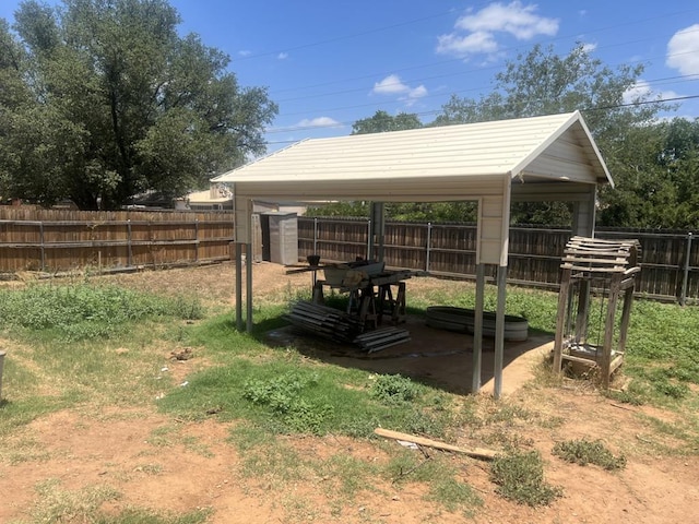 view of yard with a gazebo and a fenced backyard