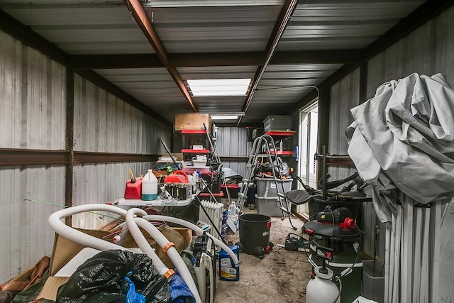 storage room with a garage