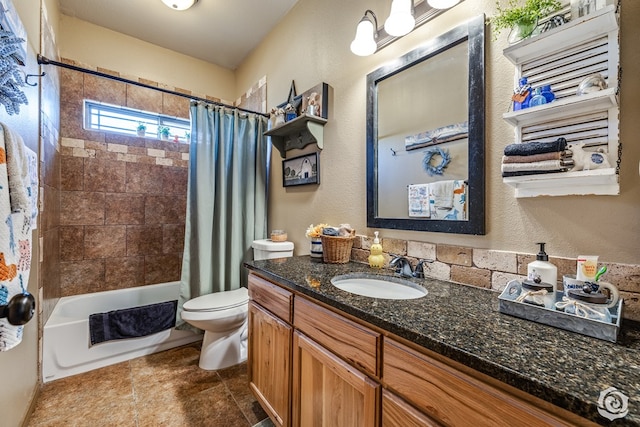 3537 Buck Run, San Angelo, TX 76901 - bathroom with shower / bath combination with curtain, toilet, and vanity