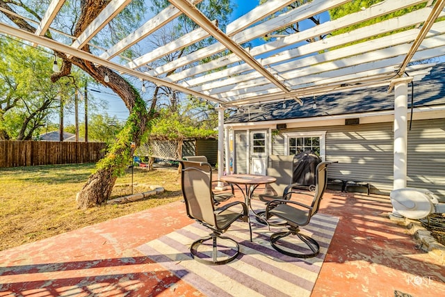 view of patio / terrace featuring a pergola