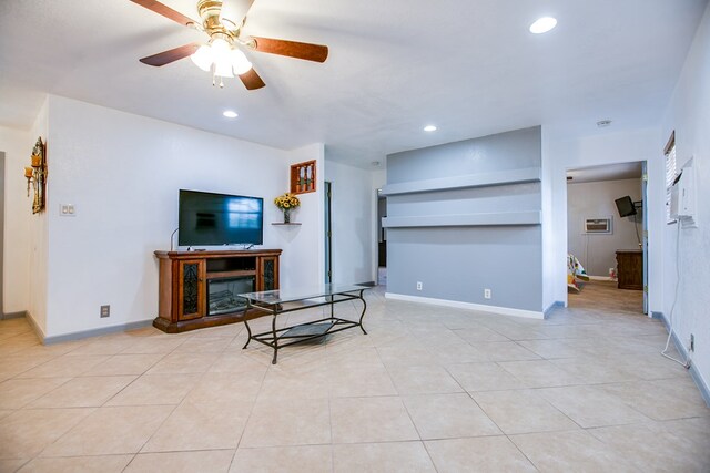 220 Mcdowell St, Bronte, TX 76933 - living area with a ceiling fan, recessed lighting, and light tile patterned floors