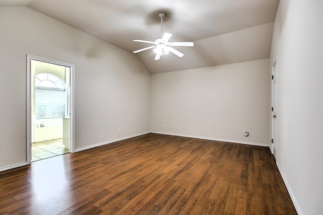 55 Southridge Dr, San Angelo, TX 76904 - additional living space with lofted ceiling, a ceiling fan, dark wood-style flooring, and baseboards