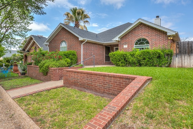 55 Southridge Dr, San Angelo, TX 76904 - single story home featuring brick siding, a chimney, and roof with shingles