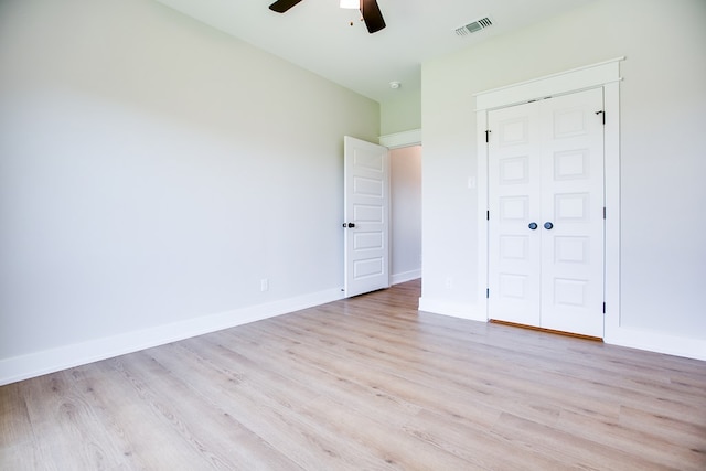 3609 Clearview Dr, San Angelo, TX 76904 - unfurnished bedroom featuring light wood-style flooring, a closet, and ceiling fan