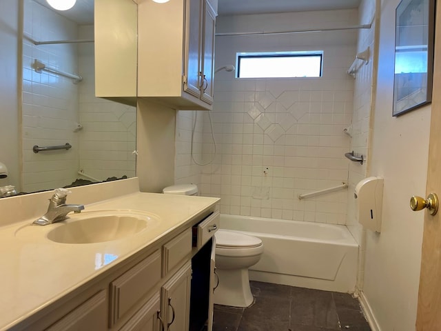165 Edinburgh Rd, San Angelo, TX 76901 - full bath with shower / washtub combination, vanity, tile patterned flooring, toilet, and baseboards